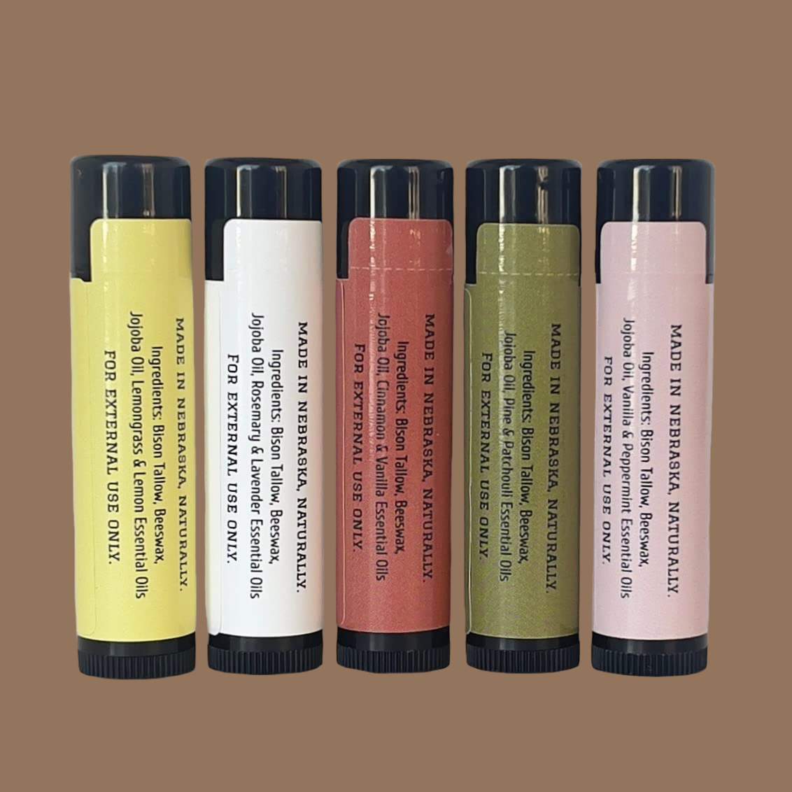 WEBSITE EXCLUSIVE!             Bison Tallow Lip Balm - Multi Scent - 5 Pack