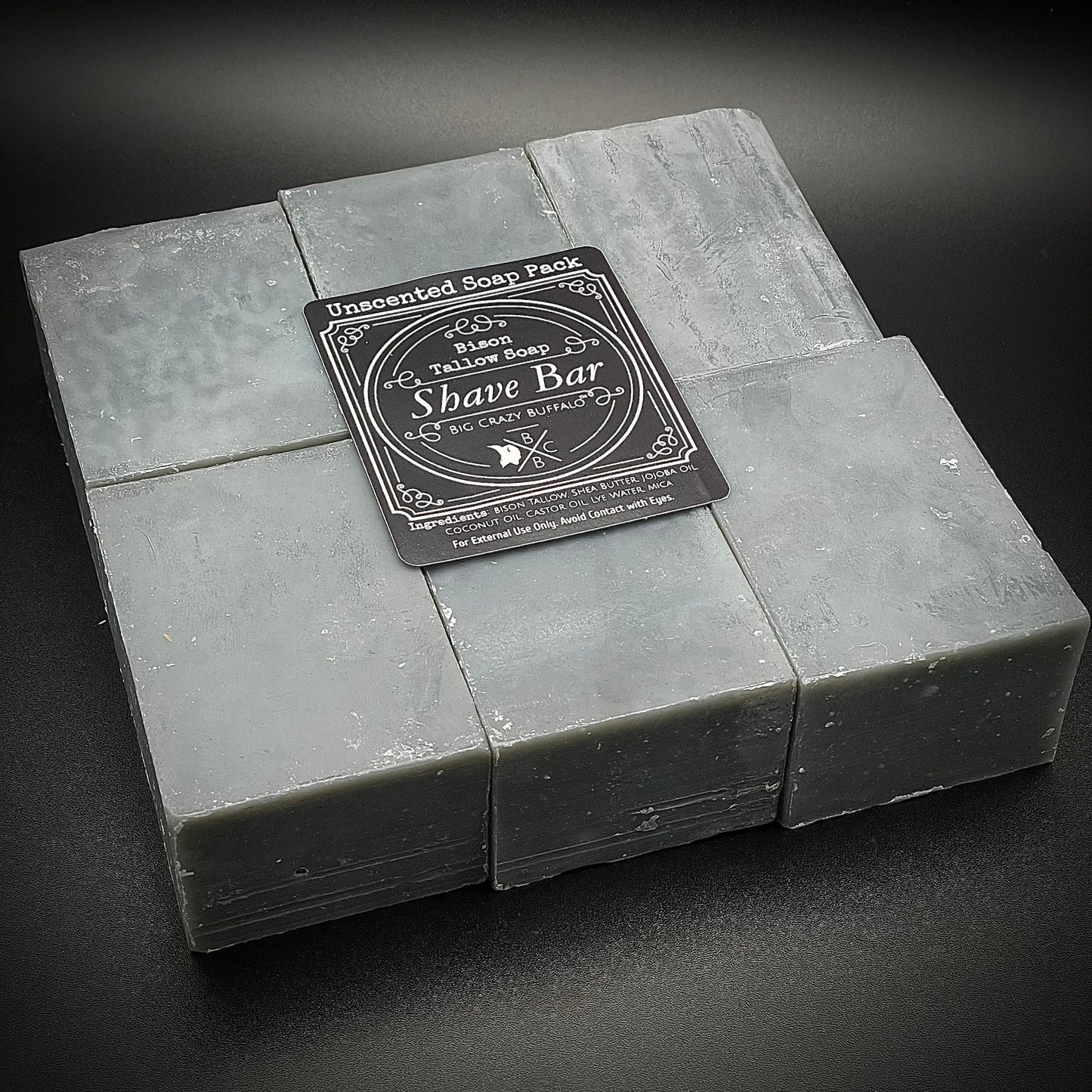 Unscented Bison Tallow Shave Soap Bar - 2 Pack, 6 Pack