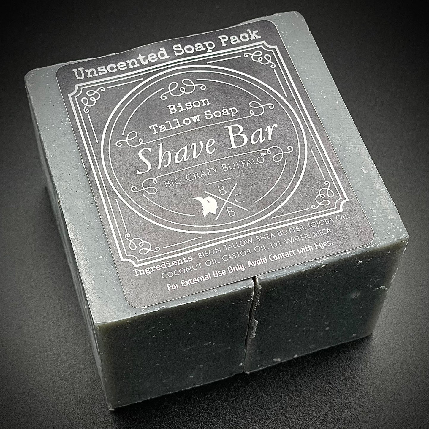 Unscented Bison Tallow Shave Soap Bar - 2 Pack, 6 Pack