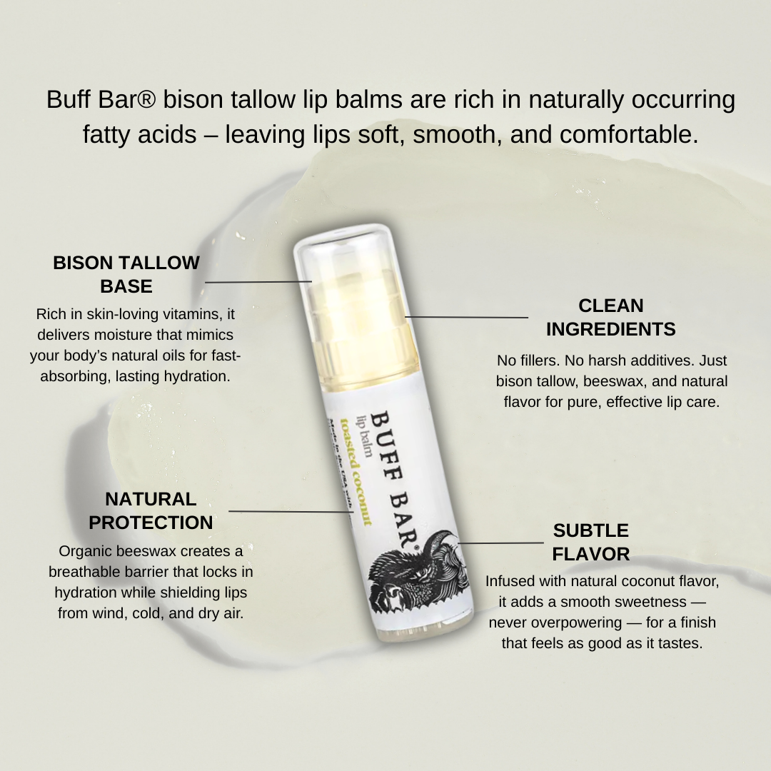 Bison Tallow Lip Balm - Toasted Coconut