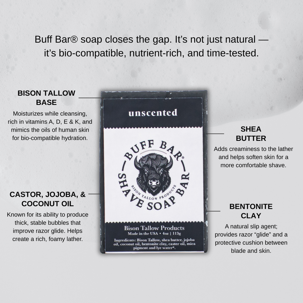 Unscented Bison Tallow Shave Bar