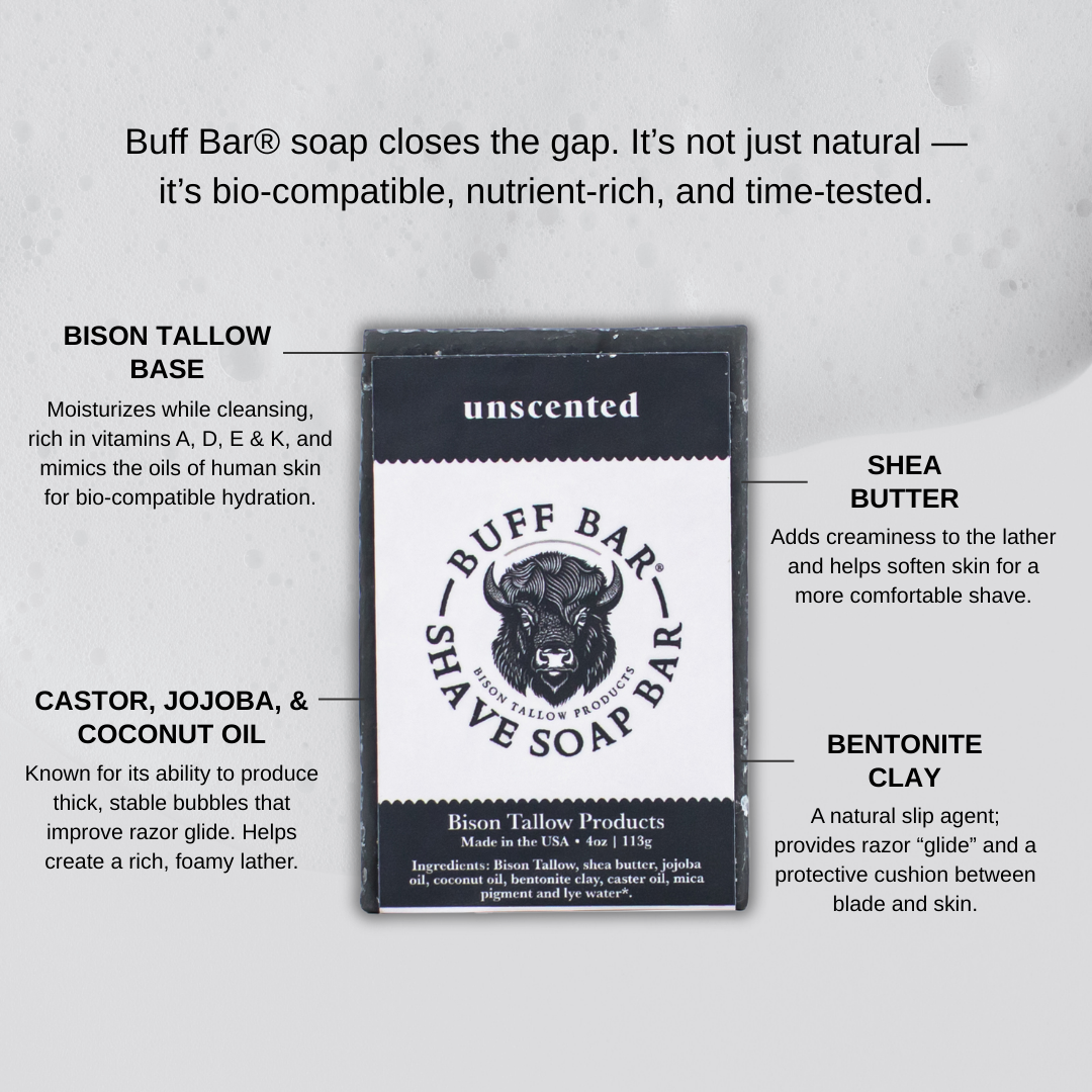 Unscented Bison Tallow Shave Bar