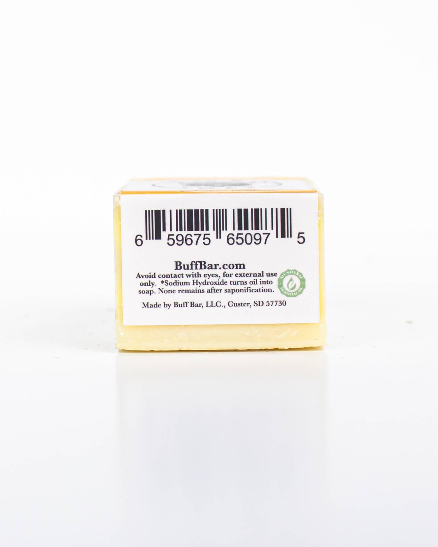 Buff Bar All Natural Soap packaging featuring the Lemon Drop Fragrance with a bison illustration on a white background.